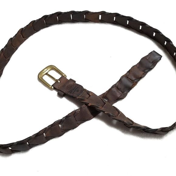 VINTAGE Braid Oil Tanned Cowhide Brass Buckle Belt - Picture 2 of 6